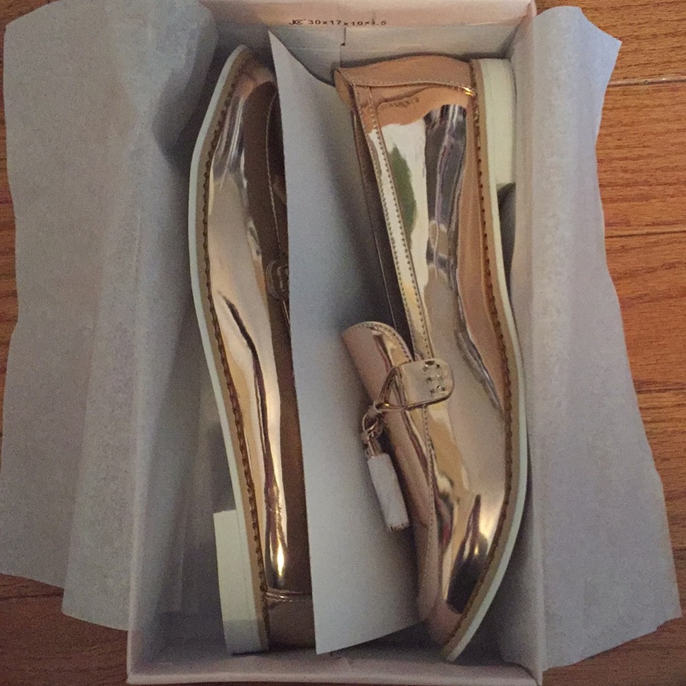 Just Fab Rose Gold Loafers